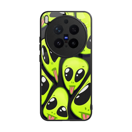 Trippy Aliens back phone cover | glass case for vivo x300 pro