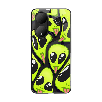 Trippy Aliens back phone cover | glass case for Vivo-y100