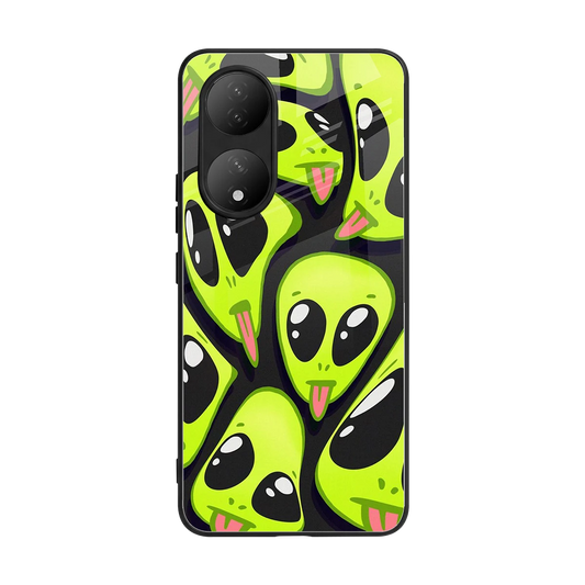 Trippy Aliens back phone cover | glass case for Vivo-y100