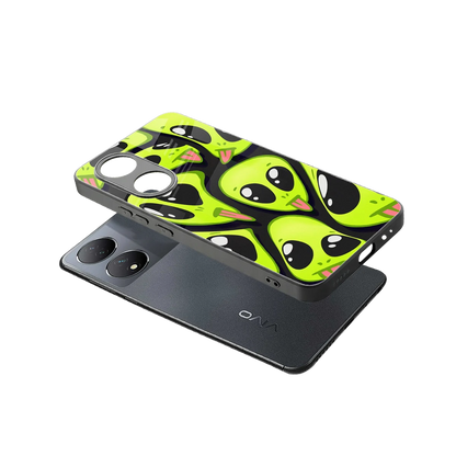 Trippy Aliens sleek Vivo-y100 cover with tempered glass back and TPU edges