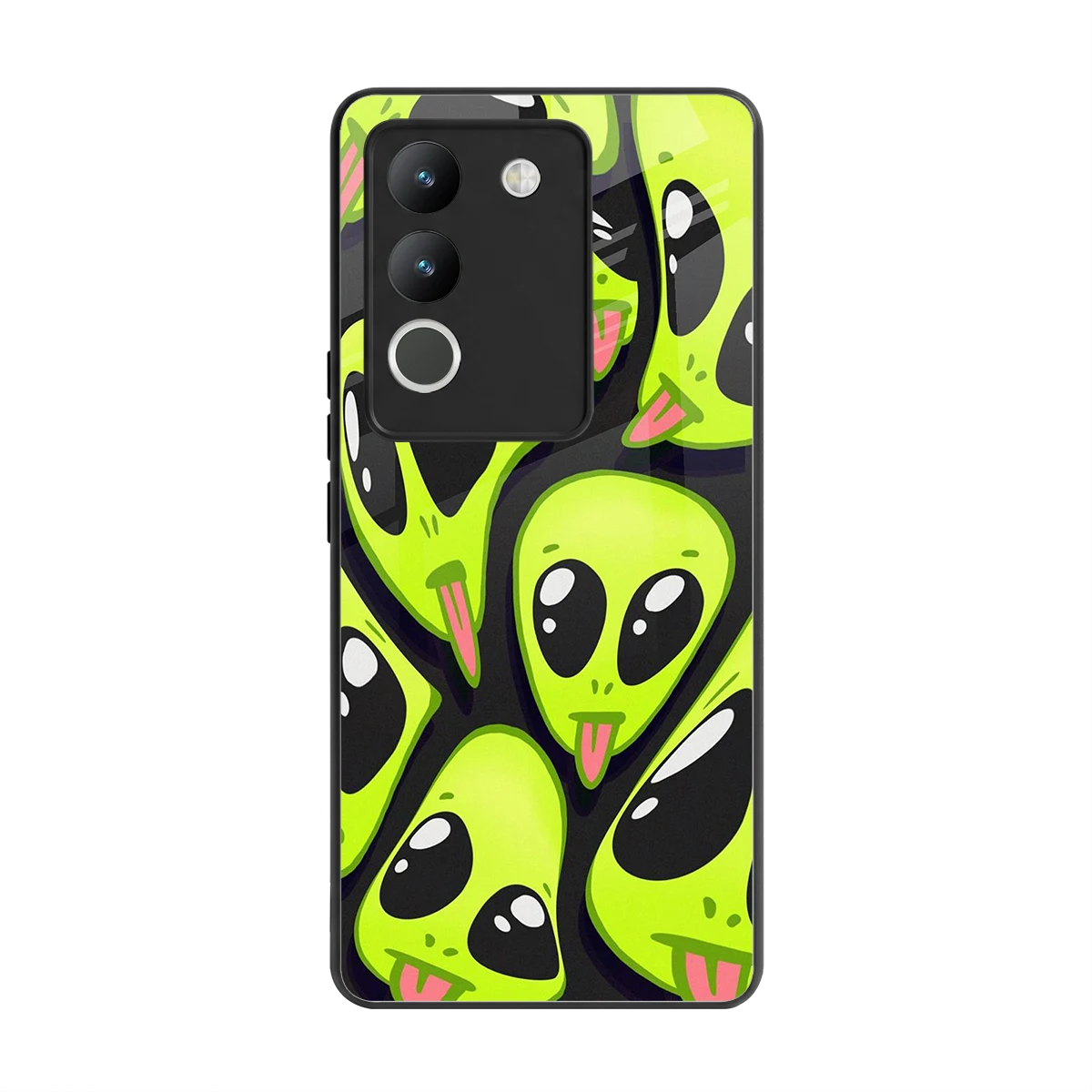 Trippy Aliens back phone cover | glass case for vivo y200 5g