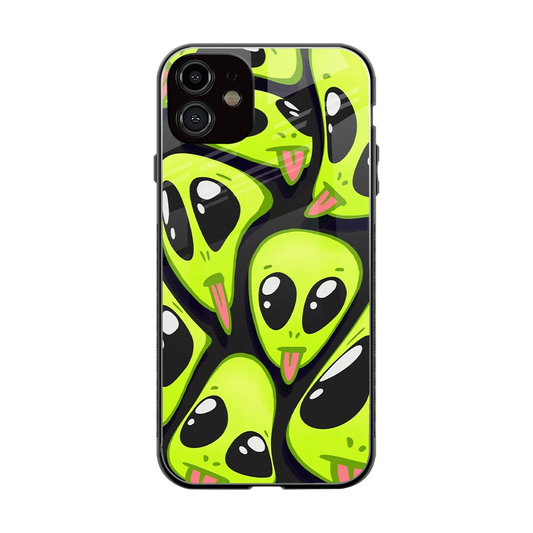 Trippy Aliens back phone cover | glass case for iphone 12