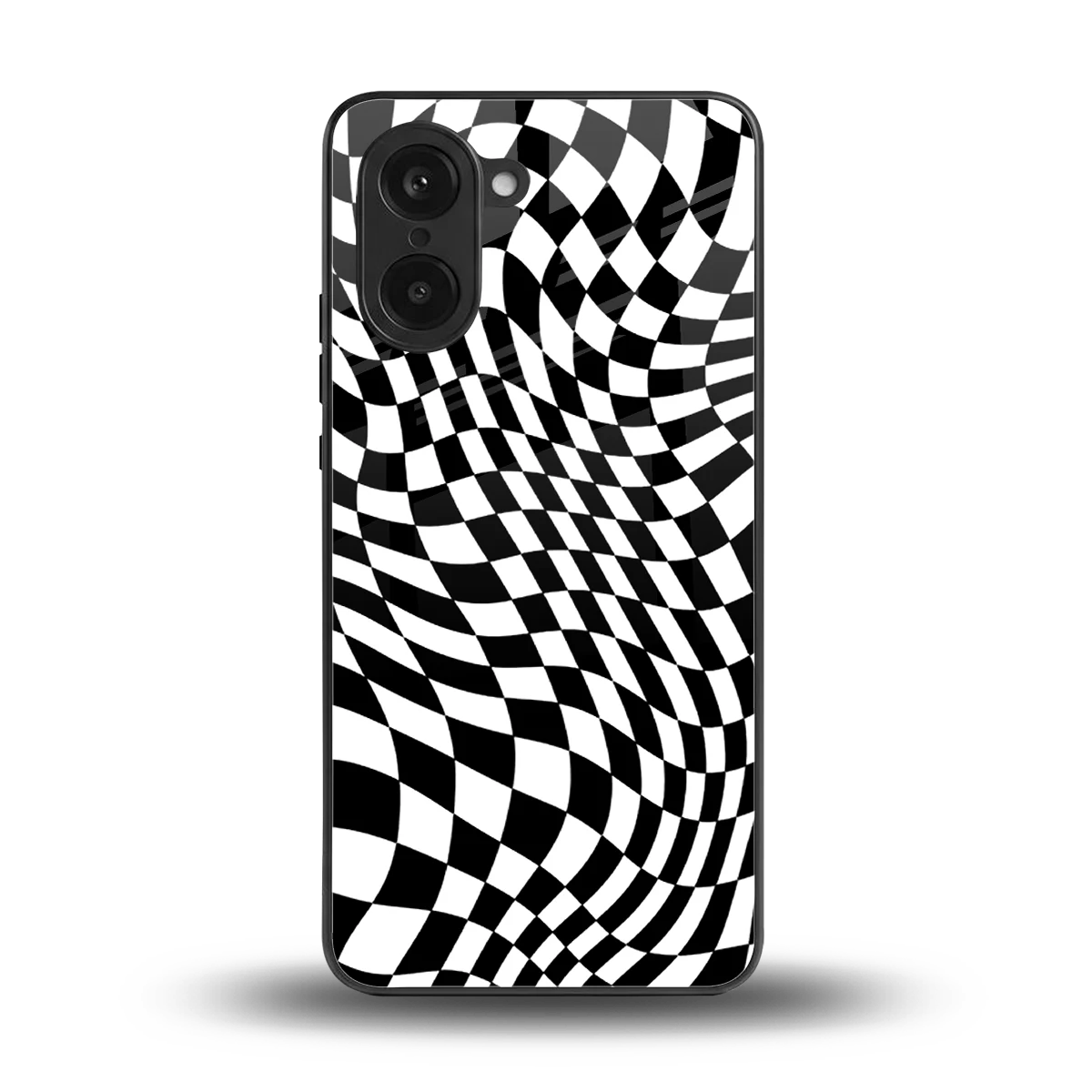 Trippy BW Checkers back phone cover | glass case for oneplus nord ce5 5g