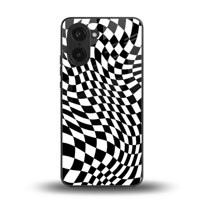Trippy BW Checkers back phone cover | glass case for oneplus nord ce5 5g