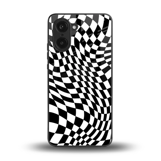Trippy BW Checkers back phone cover | glass case for oneplus nord ce5 5g