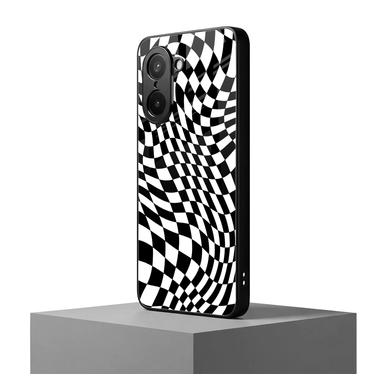 Trippy BW Checkers oneplus nord ce5 5g mobile cover | shockproof glass phone case
