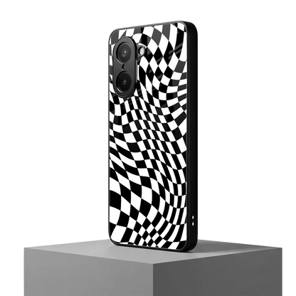 Trippy BW Checkers oneplus nord ce5 5g mobile cover | shockproof glass phone case
