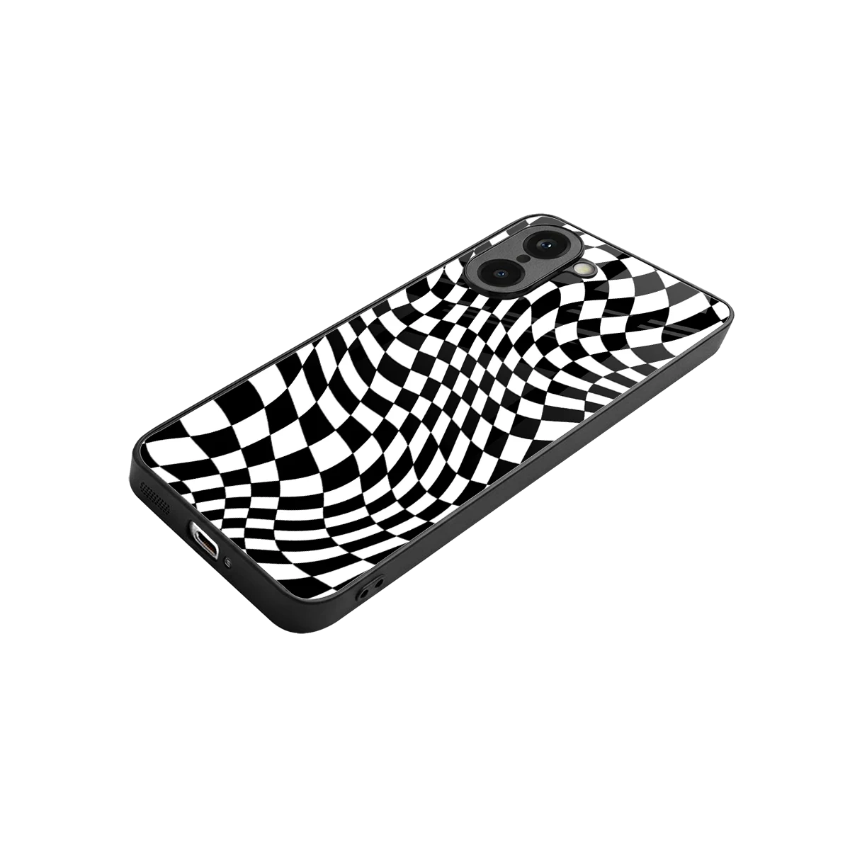 Trippy BW Checkers stylish phone case for oneplus nord ce5 5g | glossy glass and slim fit