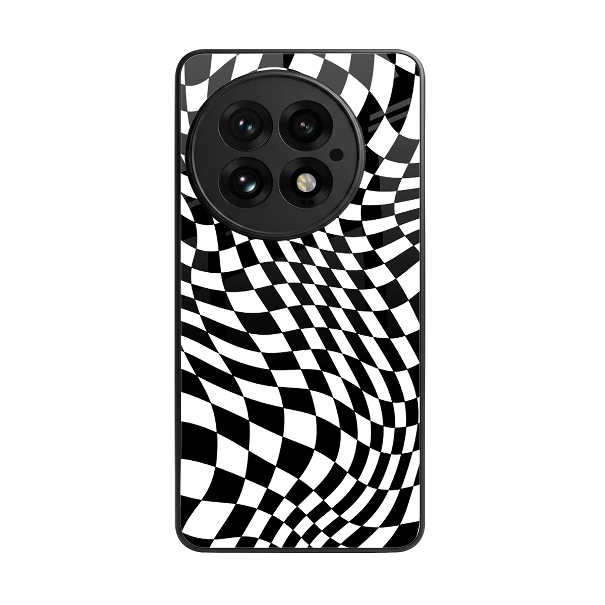 Trippy BW Checkers back phone cover | glass case for oneplus 13