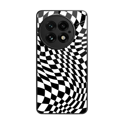 Trippy BW Checkers back phone cover | glass case for oneplus 13