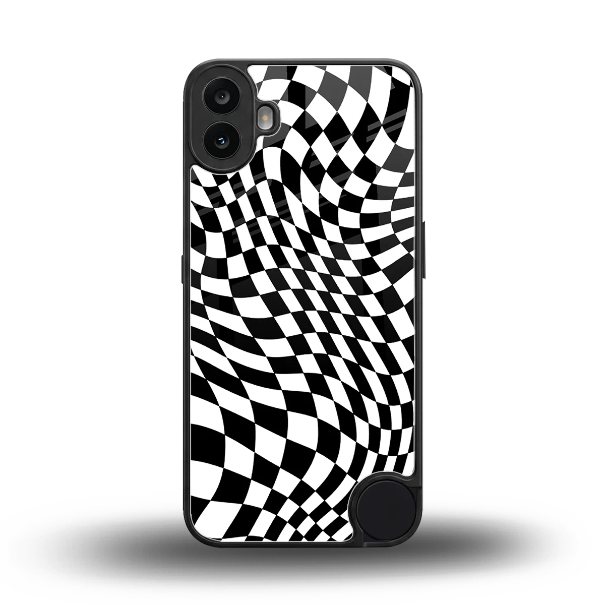 Trippy BW Checkers back phone cover | glass case for cmf nothing phone 1