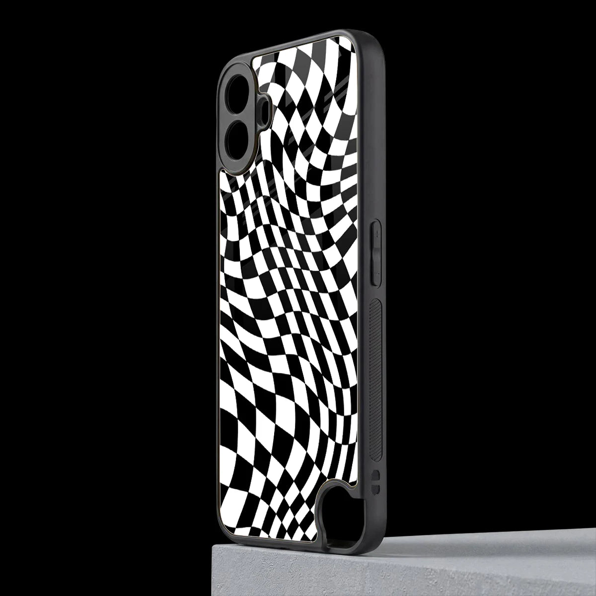 Trippy BW Checkers cmf nothing phone 1 mobile cover | shockproof glass phone case