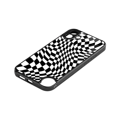 Trippy BW Checkers stylish phone case for cmf nothing phone 1 | glossy glass and slim fit