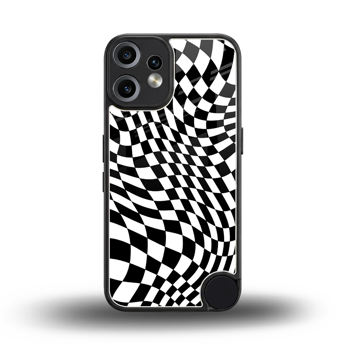 Trippy BW Checkers back phone cover | glass case for cmf nothing phone 2 pro