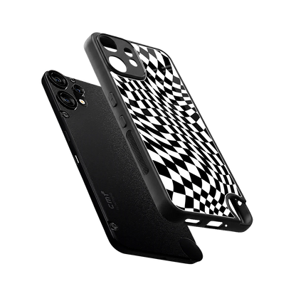 Trippy BW Checkers sleek cmf nothing phone 2 pro cover with tempered glass back and TPU edges