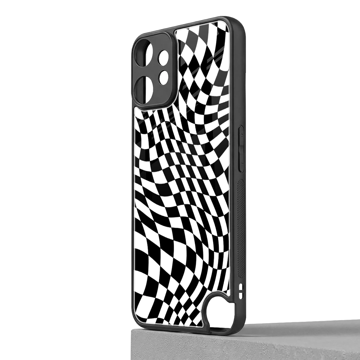 Trippy BW Checkers cmf nothing phone 2 pro mobile cover | shockproof glass phone case