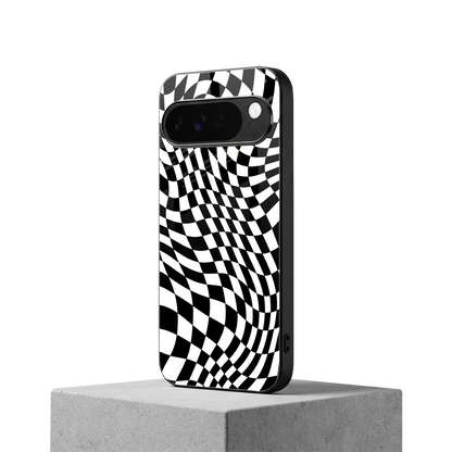 Trippy BW Checkers google pixel 10 pro xl mobile cover | shockproof glass phone case