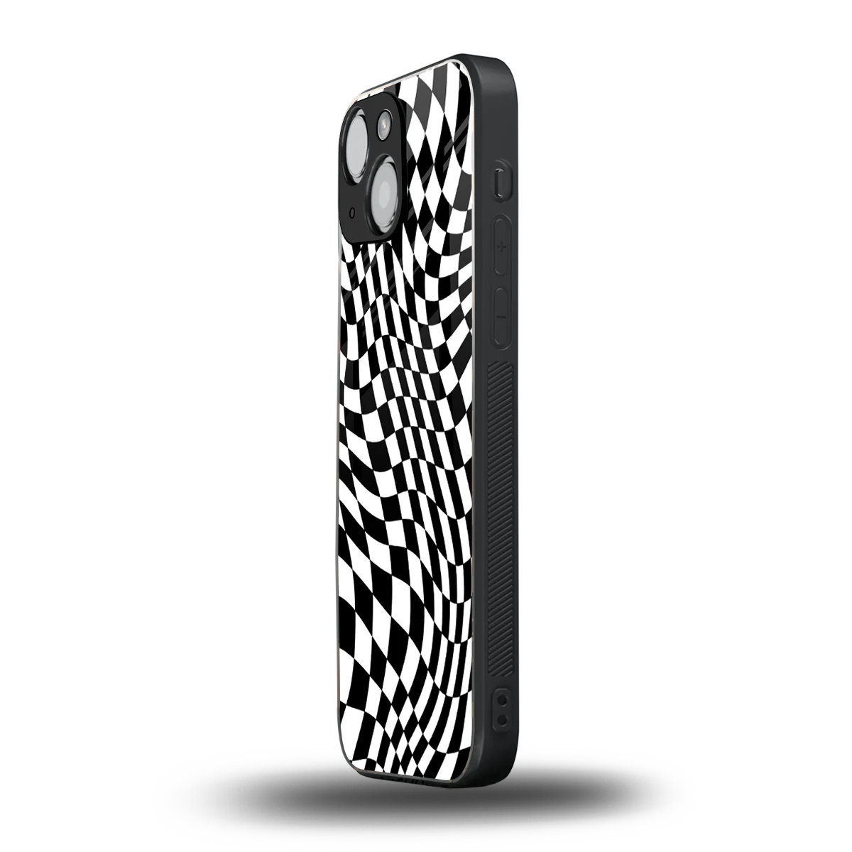 Trippy BW Checkers iphone 12 mini mobile cover | shockproof glass phone case