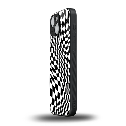 Trippy BW Checkers iphone 12 mini mobile cover | shockproof glass phone case