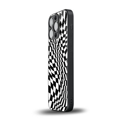 Trippy BW Checkers iphone 13 pro mobile cover | shockproof glass phone case