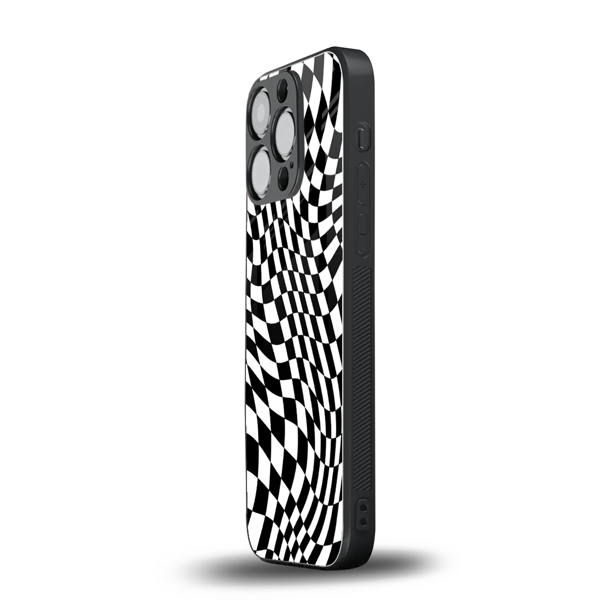 Trippy BW Checkers iphone 12 pro mobile cover | shockproof glass phone case