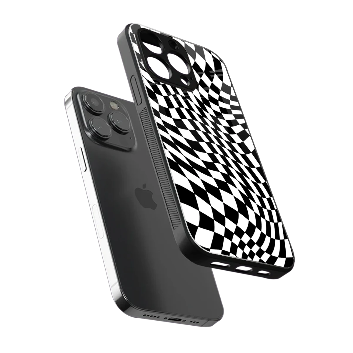 Trippy BW Checkers iphone xs mobile cover | shockproof glass phone case