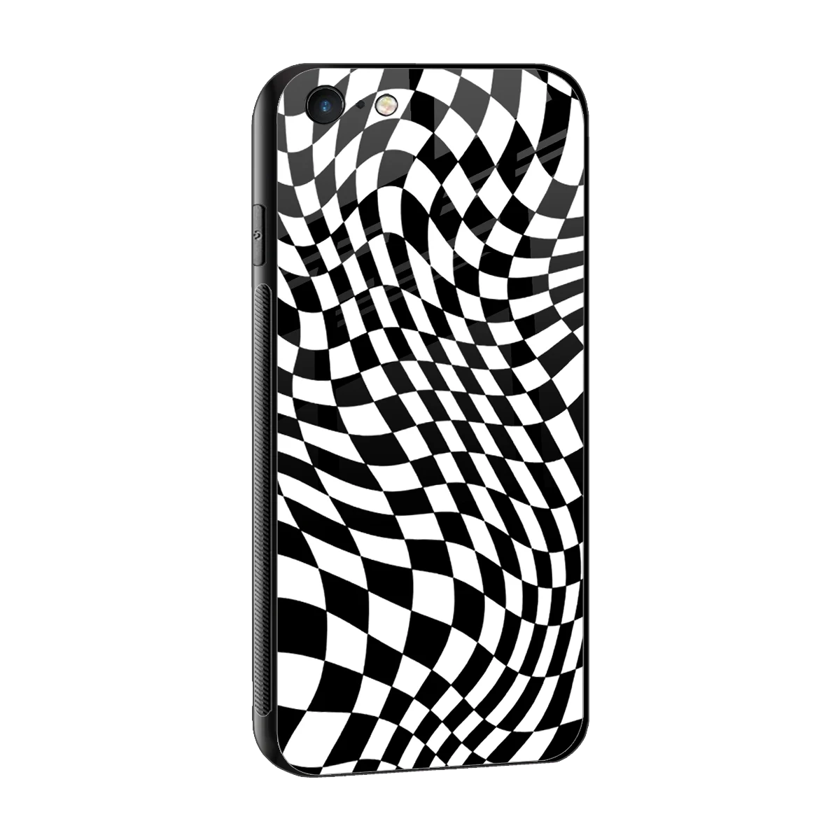 Trippy BW Checkers sleek iphone 6 cover with tempered glass back and TPU edges