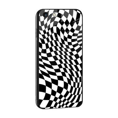 Trippy BW Checkers sleek iphone 6s plus cover with tempered glass back and TPU edges