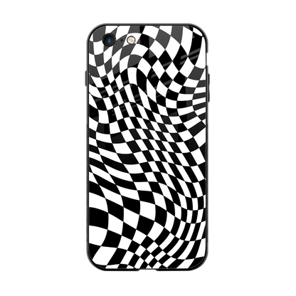 Trippy BW Checkers back phone cover | glass case for iphone 6s