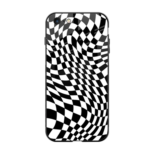 Trippy BW Checkers back phone cover | glass case for iphone 6s