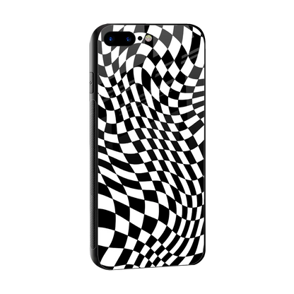 Trippy BW Checkers sleek iphone 7 plus cover with tempered glass back and TPU edges