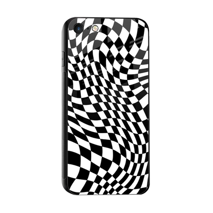 Trippy BW Checkers sleek iphone 7 cover with tempered glass back and TPU edges