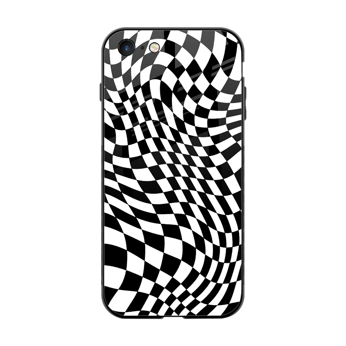 Trippy BW Checkers back phone cover | glass case for iphone 7