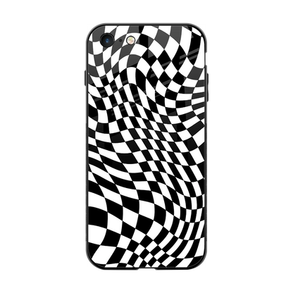 Trippy BW Checkers back phone cover | glass case for iphone 7