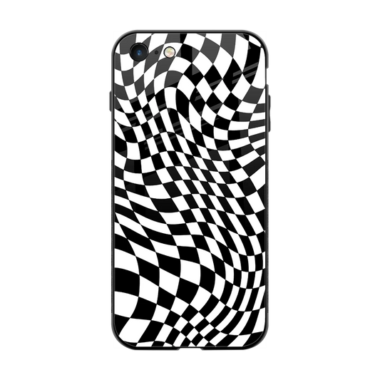 Trippy BW Checkers back phone cover | glass case for iphone 7