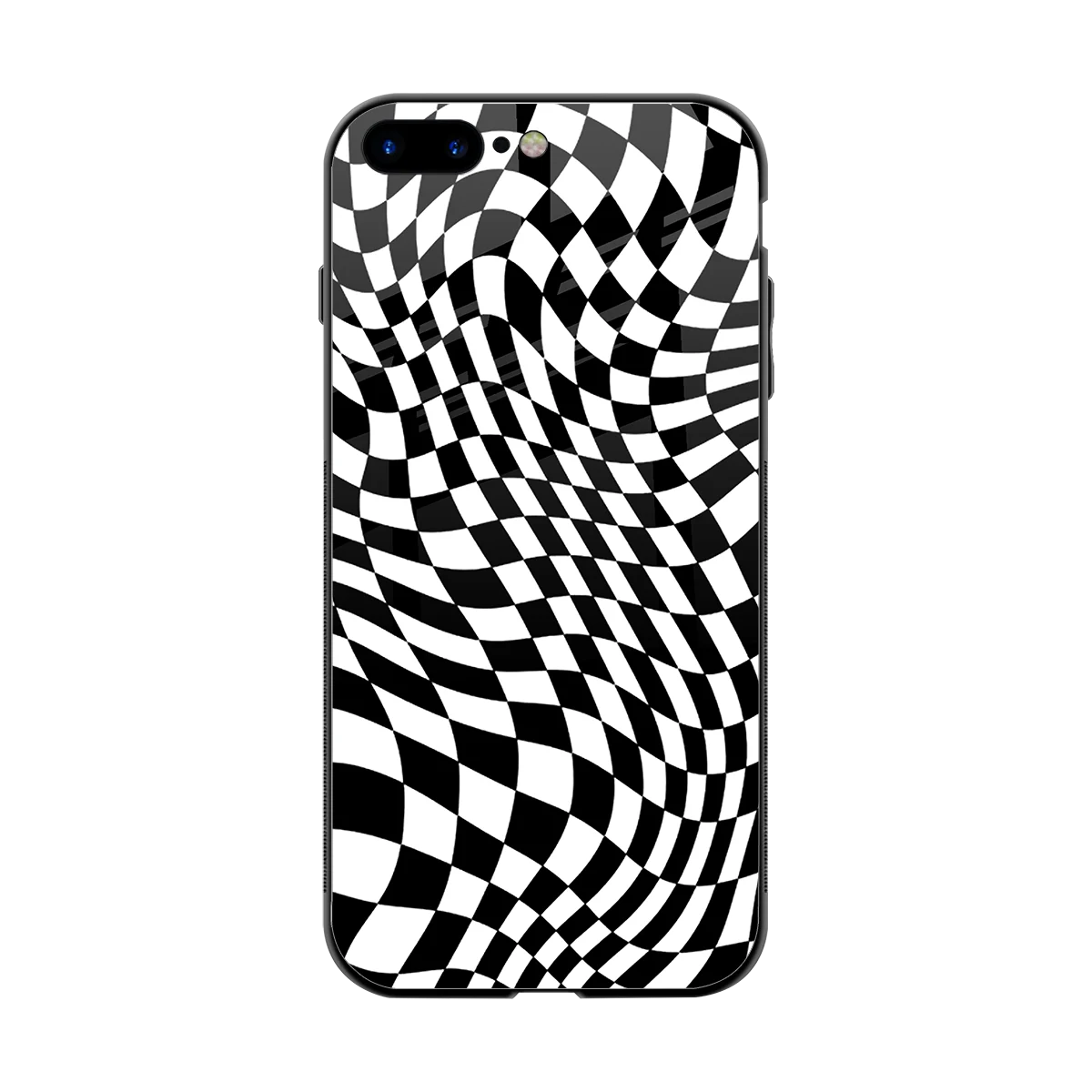 Trippy BW Checkers back phone cover | glass case for iphone 7 plus