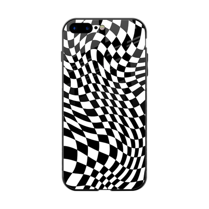 Trippy BW Checkers back phone cover | glass case for iphone 7 plus