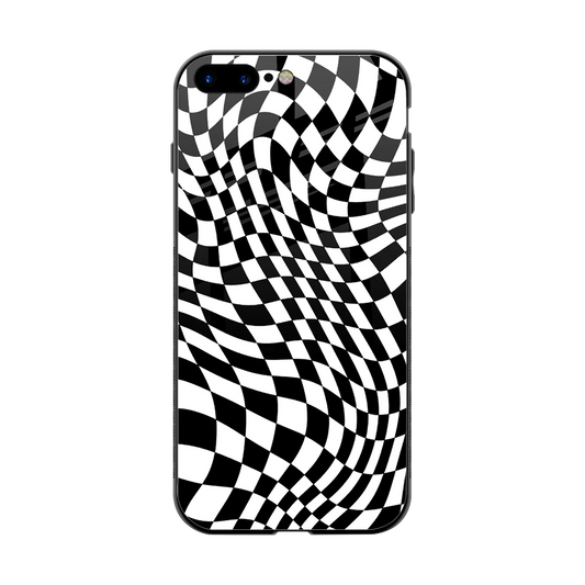 Trippy BW Checkers back phone cover | glass case for iphone 7 plus