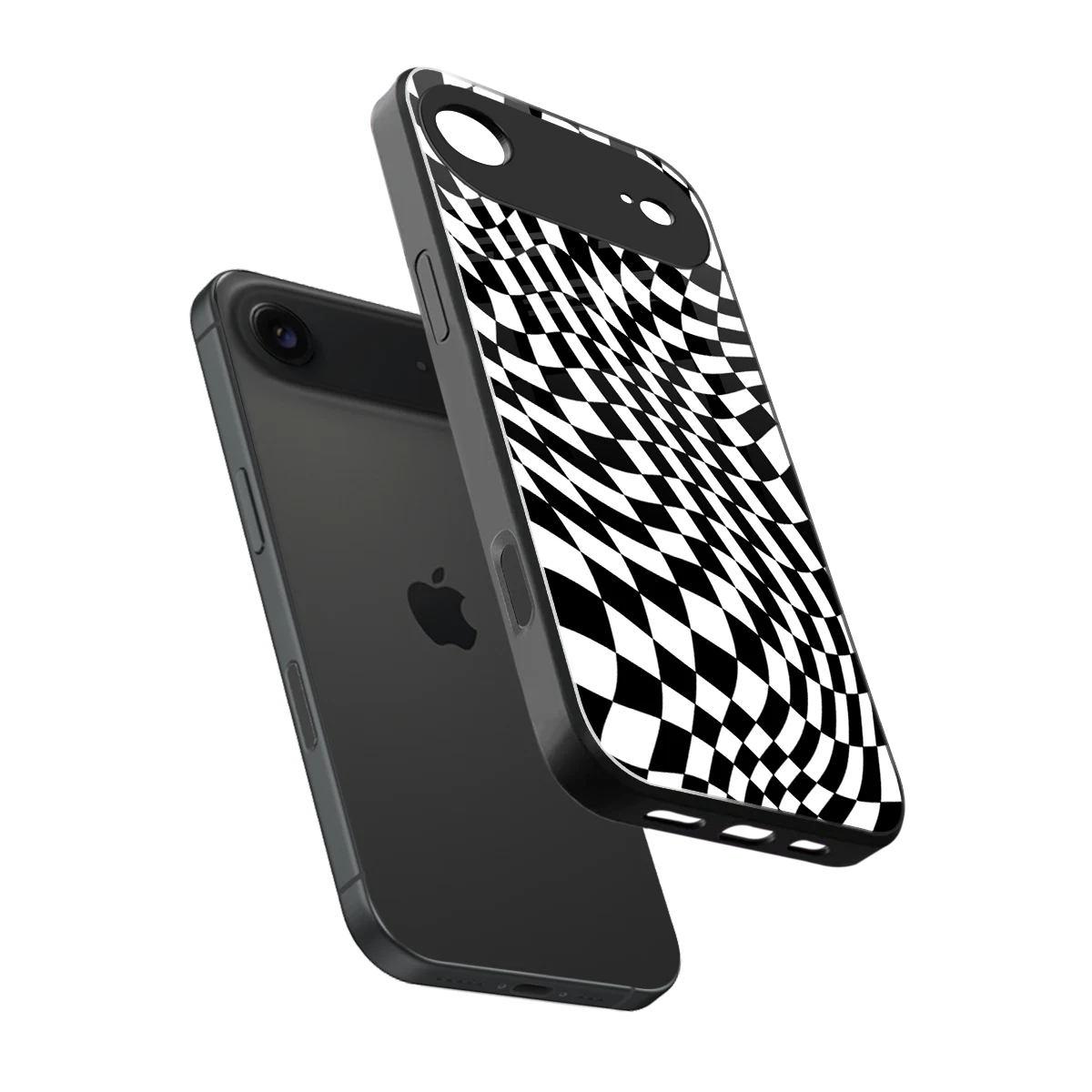 Trippy BW Checkers sleek iphone air cover with tempered glass back and TPU edges