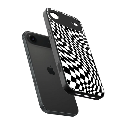 Trippy BW Checkers sleek iphone air cover with tempered glass back and TPU edges
