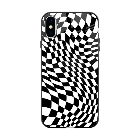 Trippy BW Checkers back phone cover | glass case for iphone x