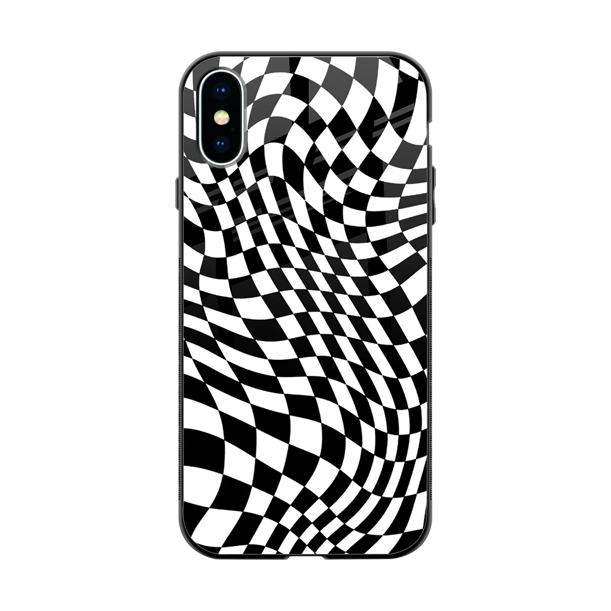 Trippy BW Checkers back phone cover | glass case for iphone xs