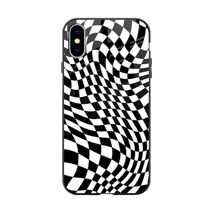 Trippy BW Checkers back phone cover | glass case for iphone xs