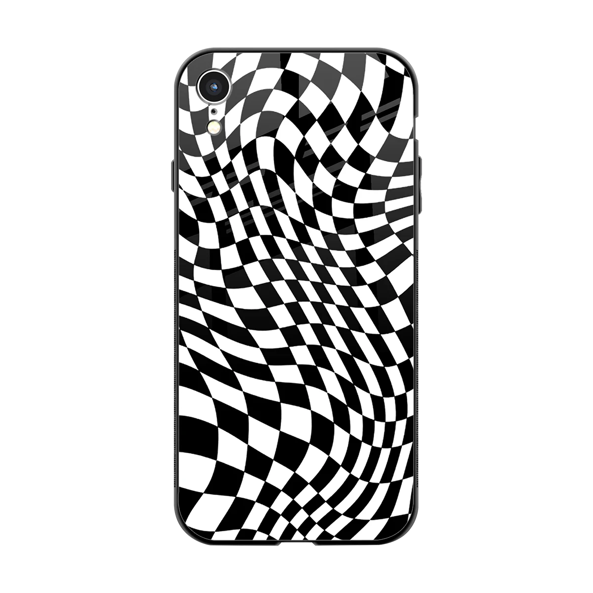Trippy BW Checkers back phone cover | glass case for iphone xr
