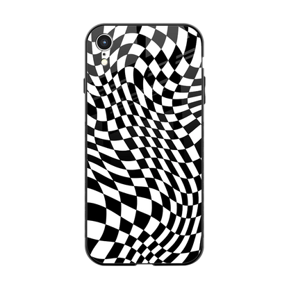 Trippy BW Checkers back phone cover | glass case for iphone xr