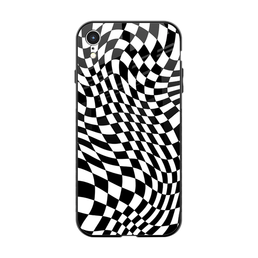 Trippy BW Checkers back phone cover | glass case for iphone xr