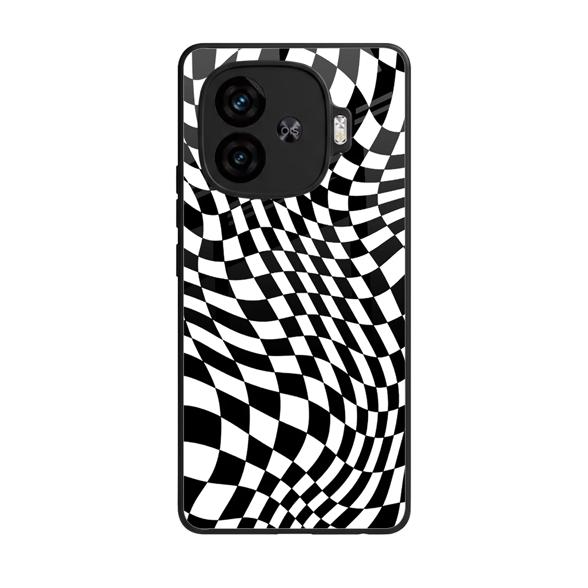Trippy BW Checkers back phone cover | glass case for iqoo neo 10r 5g