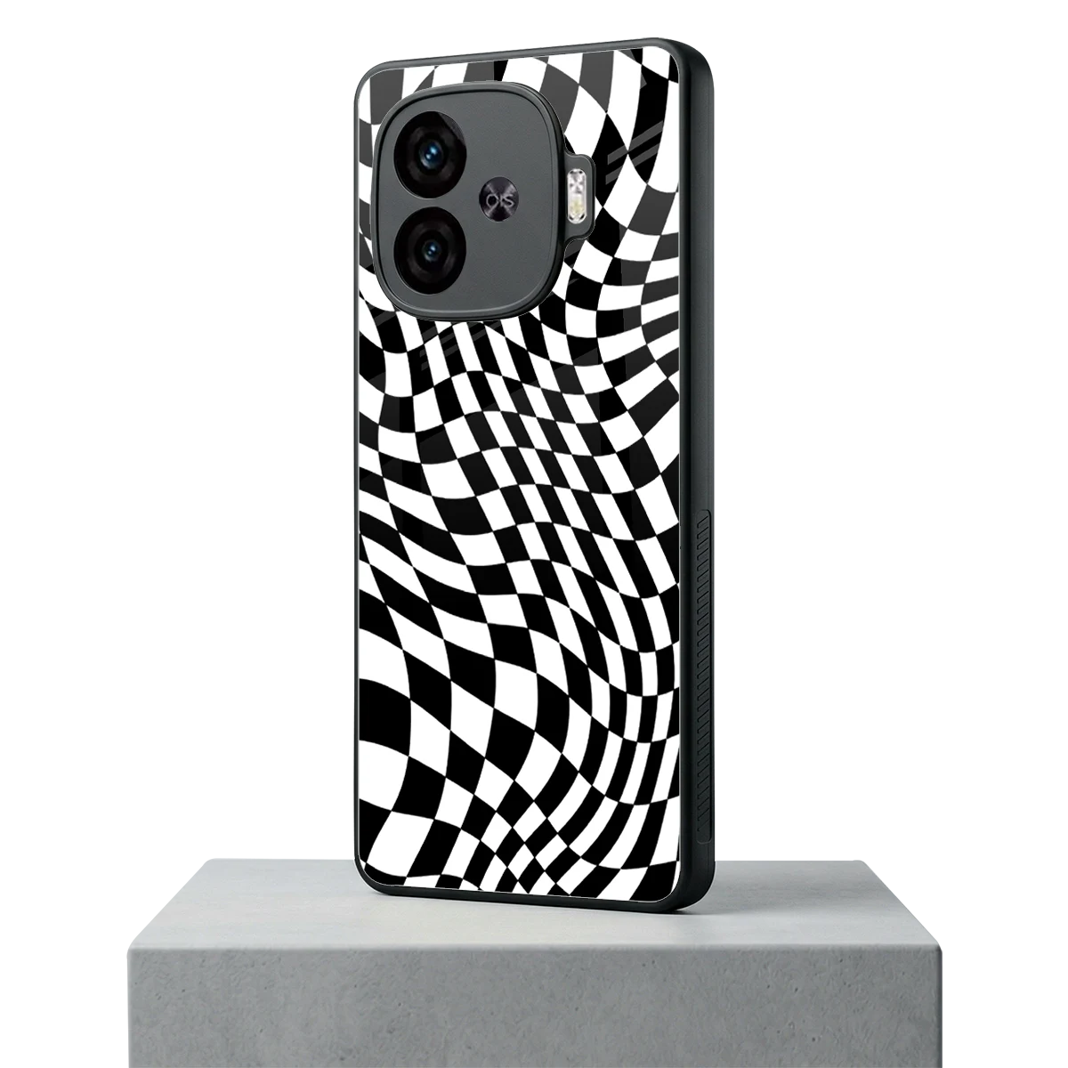 Trippy BW Checkers iqoo neo 10r 5g mobile cover | shockproof glass phone case