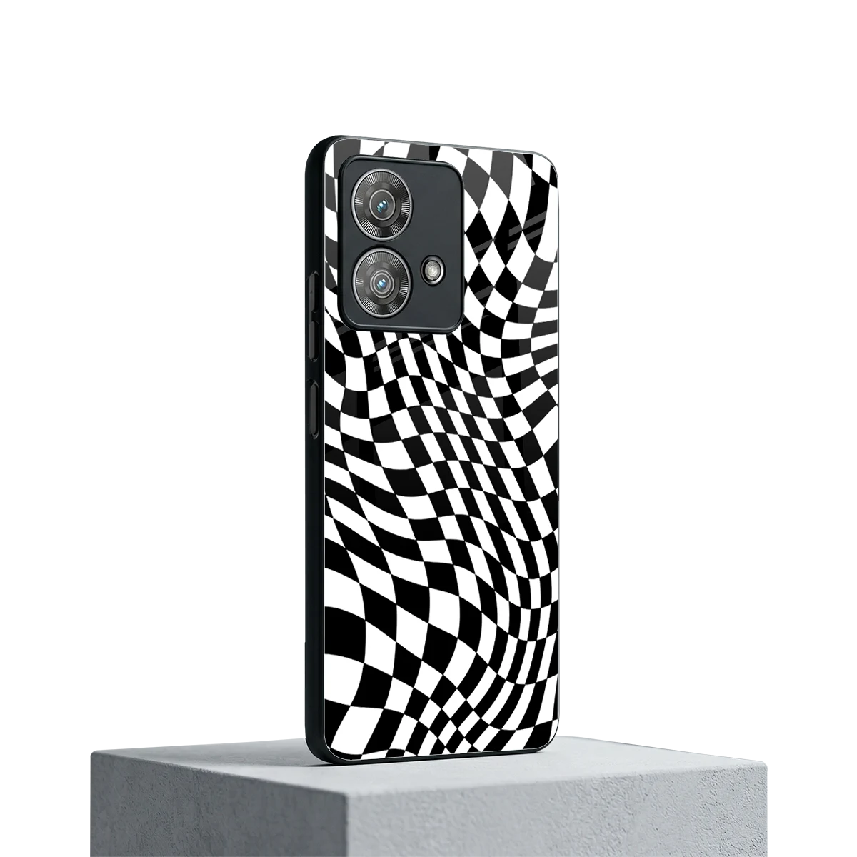 Trippy BW Checkers motorola edge 40 neo 5g mobile cover | shockproof glass phone case
