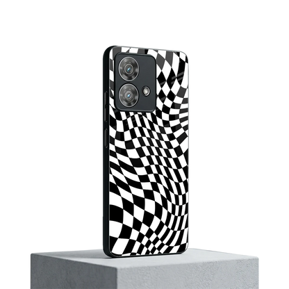 Trippy BW Checkers motorola edge 40 neo 5g mobile cover | shockproof glass phone case